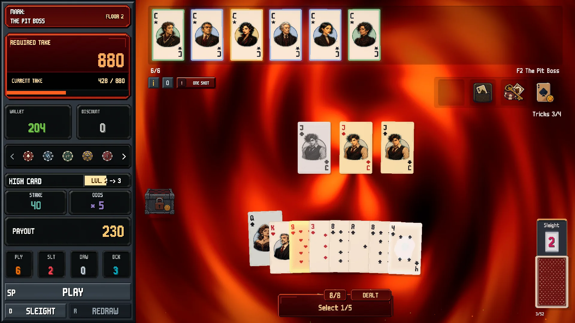 100 specialists stack bonuses on every hand. Six starting slots, hard choices, sharper cons.