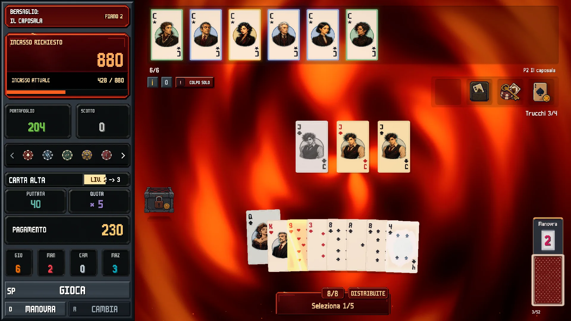 100 specialisti accumulano bonus su ogni mano. Sei slot, scelte dure, raggiri più affilati.